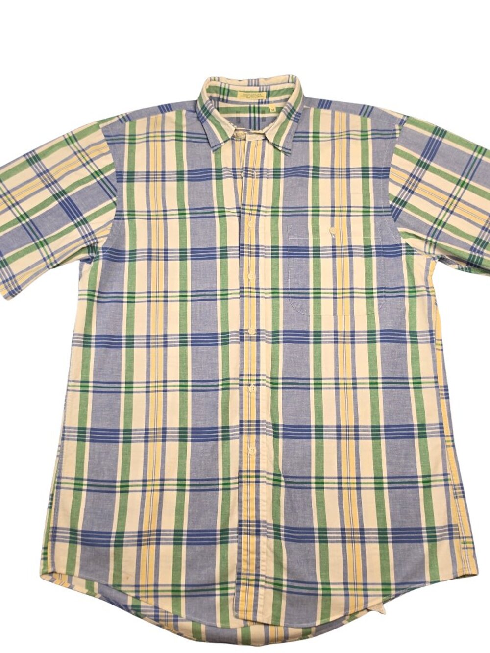 Madagascar Plaid Shirt Blue Green M